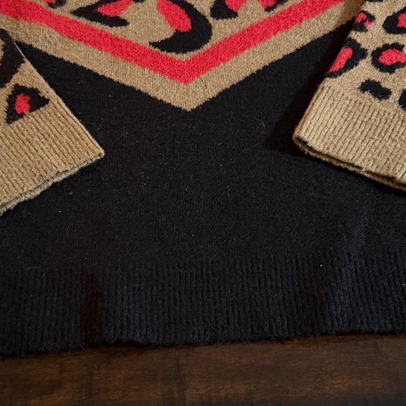 Peyton Jensen Leopard Print Sweater Evereve Red Black - Picture 5 of 6